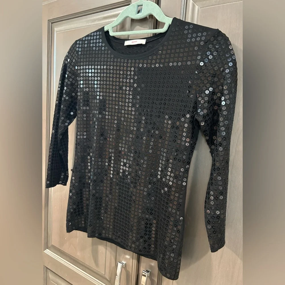 Leggiadro Sequin Tee in Black, Size 1 (Small) - Picture 4 of 10